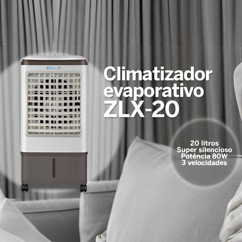 Climatizador e umidificador de ar portátil 4 funções zellox 20